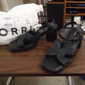 Torrid Black Crisscross Braided Platform Heel Sandal Size 13 WW